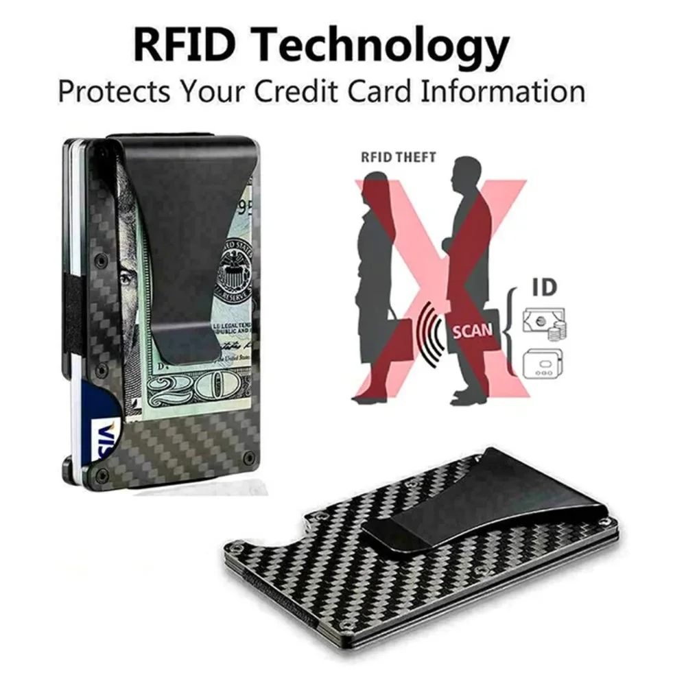 2026Carbon Fiber Slim Wallet & Credit Card Case - RFID Metal Wallet